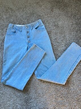 Vintage 80s 90s Guess Exposed Button Fly High Waisted Tapered Mom Jeans 27
